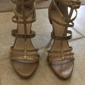 Gold strappy heels